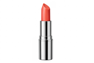 Coral color lipstick cosmetic product with transparent background