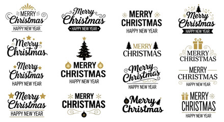 Obraz premium Elegant Collection of Christmas Typography Designs for Holiday Greetings and Festive Messages