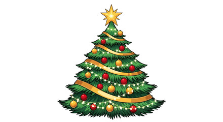 Festive Christmas Tree with Ornaments and Star