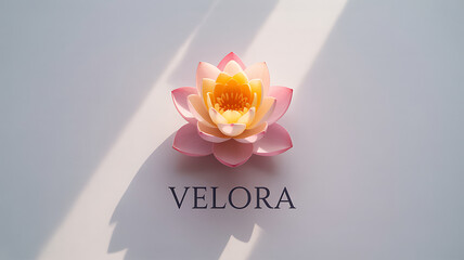 Elegant minimalist lotus flower logo design on soft curtain background illustration