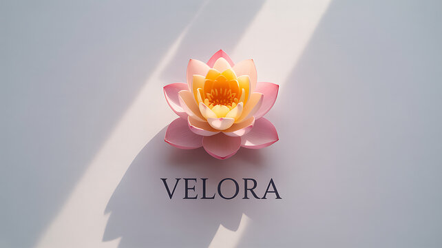 Elegant minimalist lotus flower logo design on soft curtain background illustration - Powered by Adobe