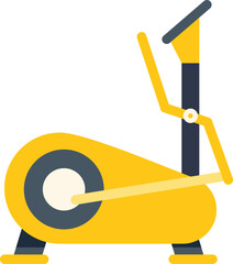 Yellow exercise bike standing on white background, promoting healthy lifestyle, fitness and wellbeing