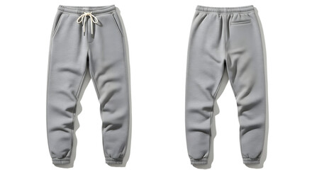 Gray sweatpants displayed on a white background front and back views shown