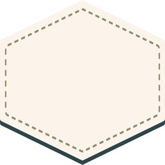 Light Beige Hexagonal Shape with Dashed Border and Dark Blue Shadow Isolated on Transparent Background Clean Geometric Form for Design Elements