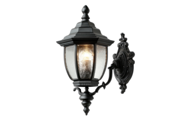Ornate black outdoor wall lamp