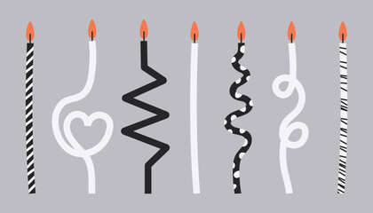 Set of stylized birthday candles. Ideal for celebration banners and invitations.