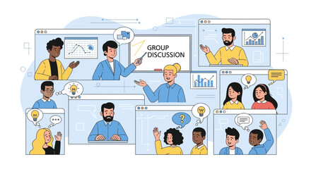 Online Group Discussion: A Diverse Team Collaborating on Innovative Ideas Virtually