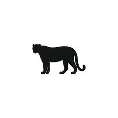 Obraz premium Silhouette of a majestic black panther standing on a white background