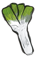 下仁田葱の水墨画風イラスト