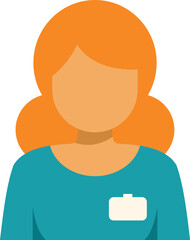 Female employee wearing an identification badge, symbolizing customer support and assistance