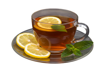 Refreshingly vibrant lemon tea with mint leaves