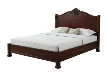 Elegant wood bed invites a restful sleep tonight