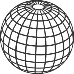 Wireframe Globe Grid Sphere Metallic Abstract Design Isolated on Transparent Background