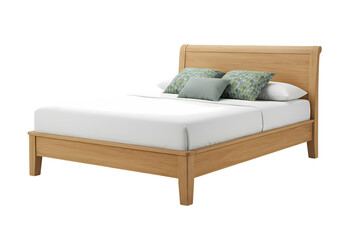 Comfortable wooden bed with plush pillows design