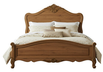 Relaxing bedroom retreat with stylish wooden bed