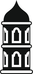 Simple black and white minaret tower symbolizing islamic architecture and religious tradition