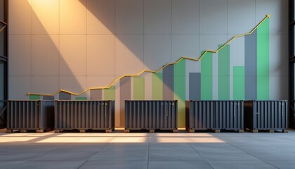 Industrial Storage Containers with Financial Data Background