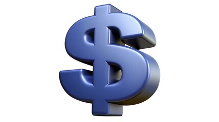 Obraz premium A shiny blue dollar sign floats against a plain white background