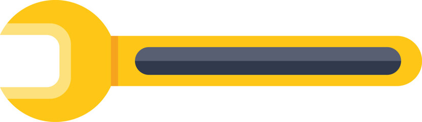 Yellow adjustable wrench isolated on white background, representing construction, maintenance, and mechanical work