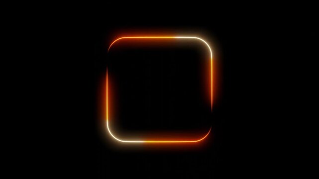 animation of neon lines pivoting on a square shape