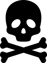Skull crossbone vector pirate icon logo Halloween ghost graphic symbol illustration. Danger sign with skull. Toxic, electricity or chemical Warning icon. Danger triangle symbol of death.