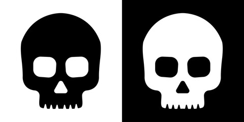 Skull crossbone vector pirate icon logo Halloween ghost graphic symbol illustration. Danger sign with skull. Toxic, electricity or chemical Warning icon. Danger triangle symbol of death.