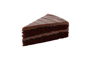 Delicious chocolate cake slice with ganache icing