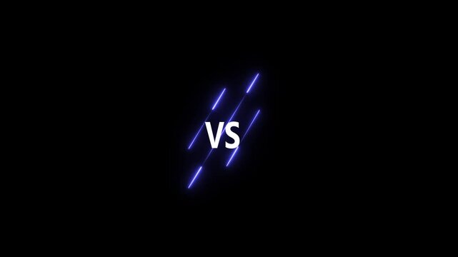 Animation of glowing neon versus sign. VS versus bars neon animated versus icon. neon line with vs text animation on black background