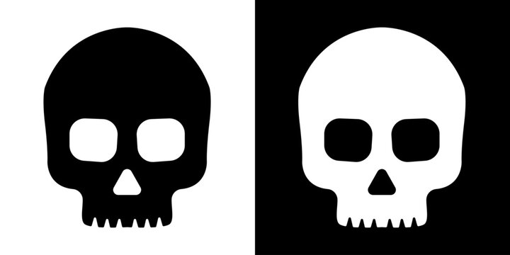 Skull crossbone vector pirate icon logo Halloween ghost graphic symbol illustration. Danger sign with skull. Toxic, electricity or chemical Warning icon. Danger triangle symbol of death.