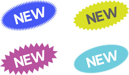 New sticker set, discount sticker, special price, advertising campaign, jagged starburst sticker icon, sale sticker. Stickers for New Arrival shop product tags, new labels or sale badges and banners