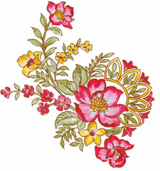 bunch of watercolor botanical flower. colorful peony flower bunch. hand drawn flower clip art. watercolor flower with tropical leaves. design for fabric, textile, wallpaper.