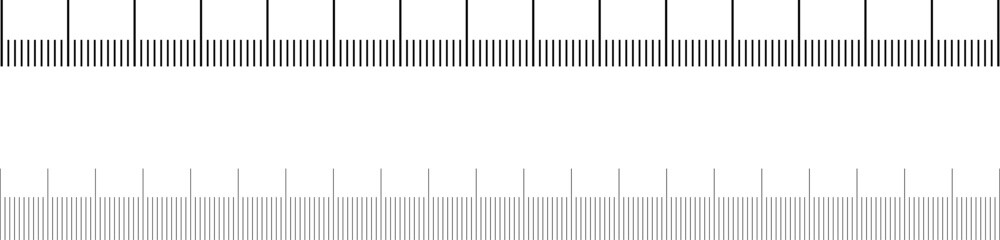 Ruler scale with markings and numbers in Inch centimeters and millimeters units, measuring metric scale. Graduated ruler vector illustration on a white background. Various measurement scales .