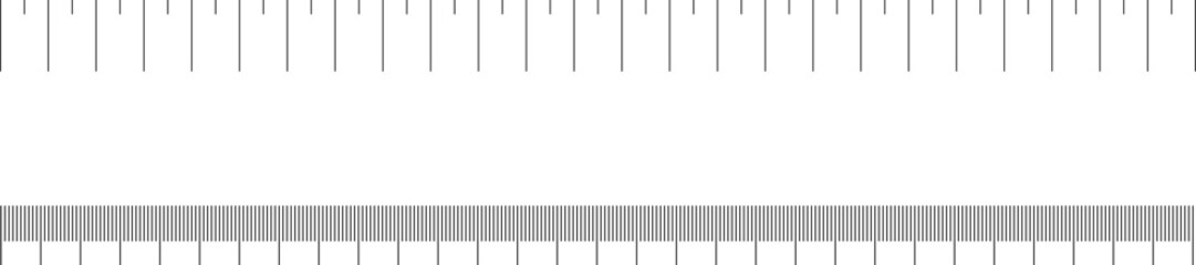Ruler scale with markings and numbers in Inch centimeters and millimeters units, measuring metric scale. Graduated ruler vector illustration on a white background. Various measurement scales .