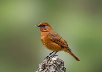 Fototapeta premium Rufous Antvireo Perched on Stump - A Vibrant Bird Portrait.