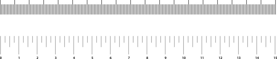 Ruler scale with markings and numbers in Inch centimeters and millimeters units, measuring metric scale. Graduated ruler vector illustration on a white background. Various measurement scales .
