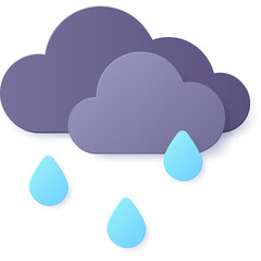 Cloudy Weather With Rain Drops On A Transparent Background Representing Rainy Season Or Stormy Weather Conditions