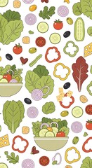 Fresh Salad Ingredients Pattern - A Vibrant and Healthy Food Design.