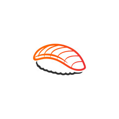 A stylized illustration of a single piece of sushi, isolated on white.