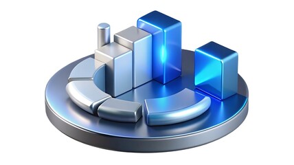 Abstract data visualization with bar graphs and pie chart elements