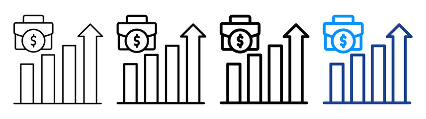 Business Growth Icon Different Style Outline Collection Set