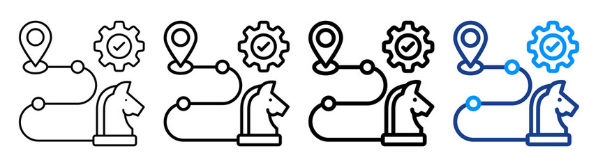 Strategic Roadmap Icon Different Style Outline Collection Set