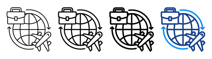 Business Trip Icon Different Style Outline Collection Set