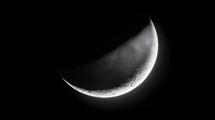 Illuminated portion of a crescent celestial body glows intensely against deep black space