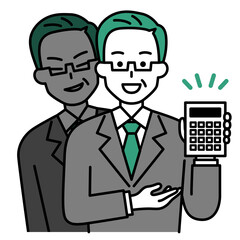 悪徳業者の中年のスーツの男性