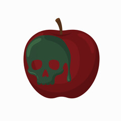 Poison apple with skull graphic for Halloween themed designs and promotions
