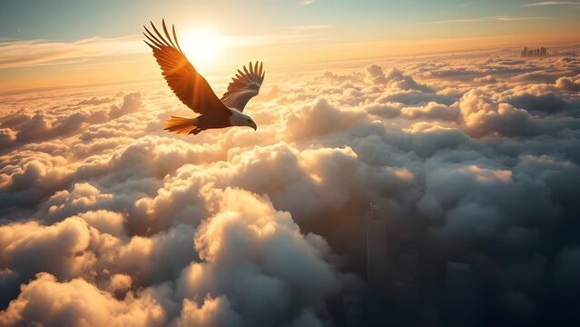 Majestic eagle soaring above the clouds