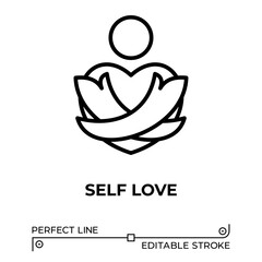 Vector line icon related to self love concept. Perfect Line. Editable Stroke.