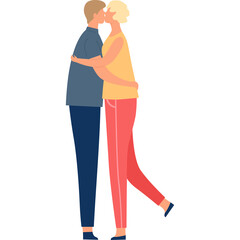 Couple Embracing in a Tender Kiss During a Romantic Moment Expressing Love and Affection Flat Design Illustration with Transparent Background
