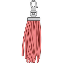 Coral Pink Tassel With Silver Clasp And Lobster Clip Isolated On White Background Flat Lay Style