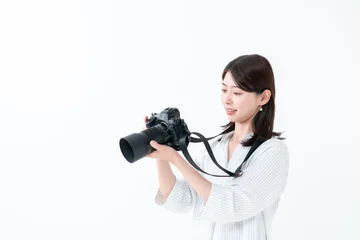 Fotobehang Muziek カメラ　悩む女性  © naka